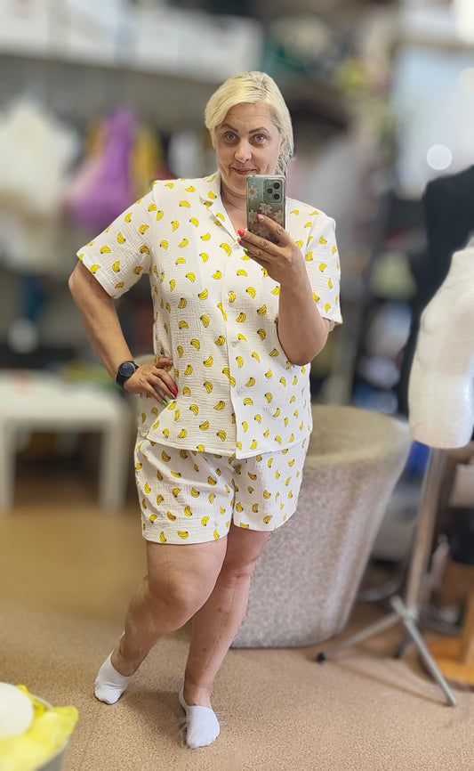 Pižama suaugusiems "Bananai" trumpa
